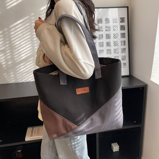 休闲大容量新款时尚撞色尼龙手提包百搭通勤单肩托特包