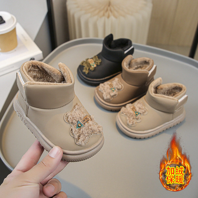 儿童时尚雪地靴冬季新款男童加绒棉鞋大棉卡通宝宝舒适保暖鞋