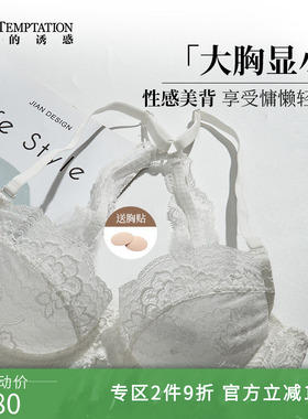 夏娃的诱惑夏季超薄交叉美背内衣女2026新款爆款大胸显小白色