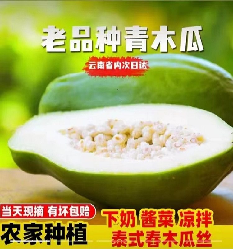 云南生青木瓜2斤5斤8斤主要凉拌煲汤蘸酱腌酸孕妇新鲜水果
