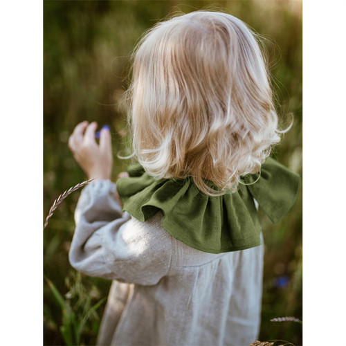 100%天然亚麻简约纯色儿童假领子披肩百搭娃娃领花边减龄装饰领子