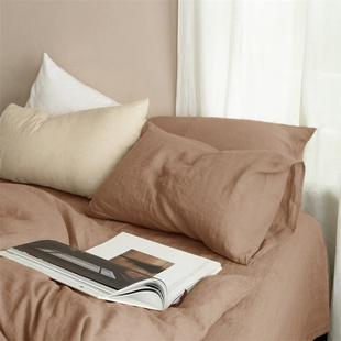 透气48 薄款 74单只定制 简约纯色水洗亚麻枕套单人枕头套夏季 日式