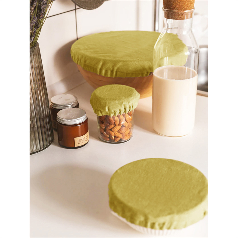 100%亚麻面料纯色松紧碗罩防尘罩家用菜罩餐桌防苍蝇食物罩可清洗