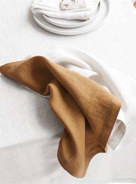 轻奢高级感亚麻餐巾32x44cm长方形餐垫勾角餐布纯色45x45cm可定制