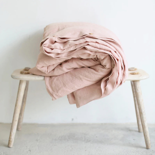 外贸清仓亚麻被套单件纯色质感双人1.8 2.0m床上用品透气抑菌被罩