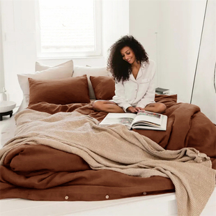 100%亚麻四件套床单被套纯色床笠三件套被罩民宿酒店床上用品定制