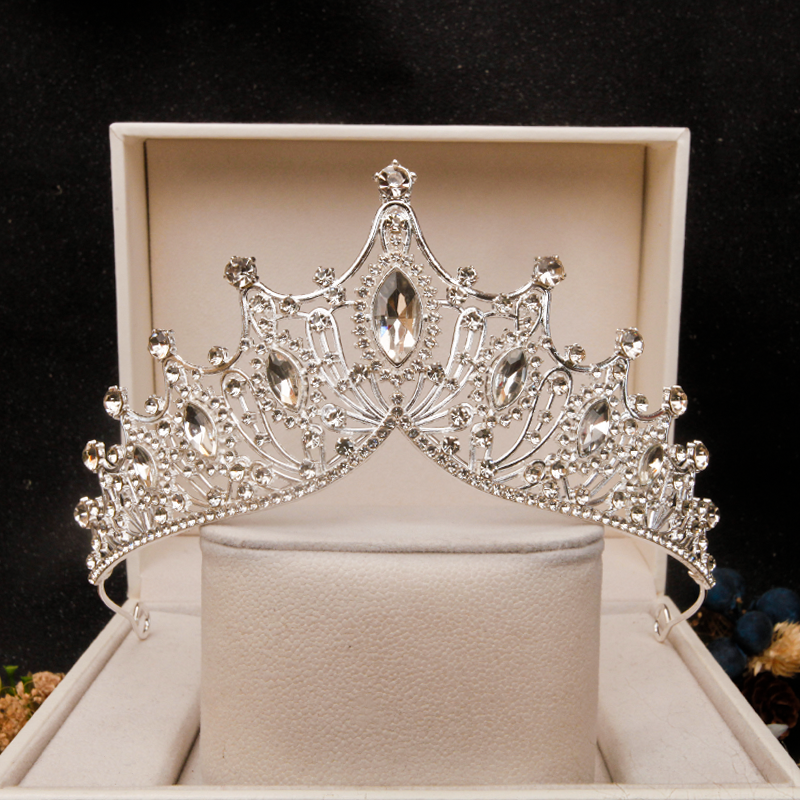 儿童皇冠头饰公主发饰小女孩大王冠水晶发箍生日花童婚纱演出饰品