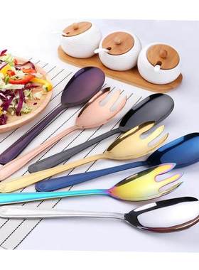 Big Salad Spoon Fork Set Stainless Steel Kitchen Food Server