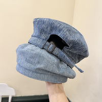 韩国品质款牛仔贝雷帽女出街凹造型薄款蓓蕾画家帽潮显脸小可调节