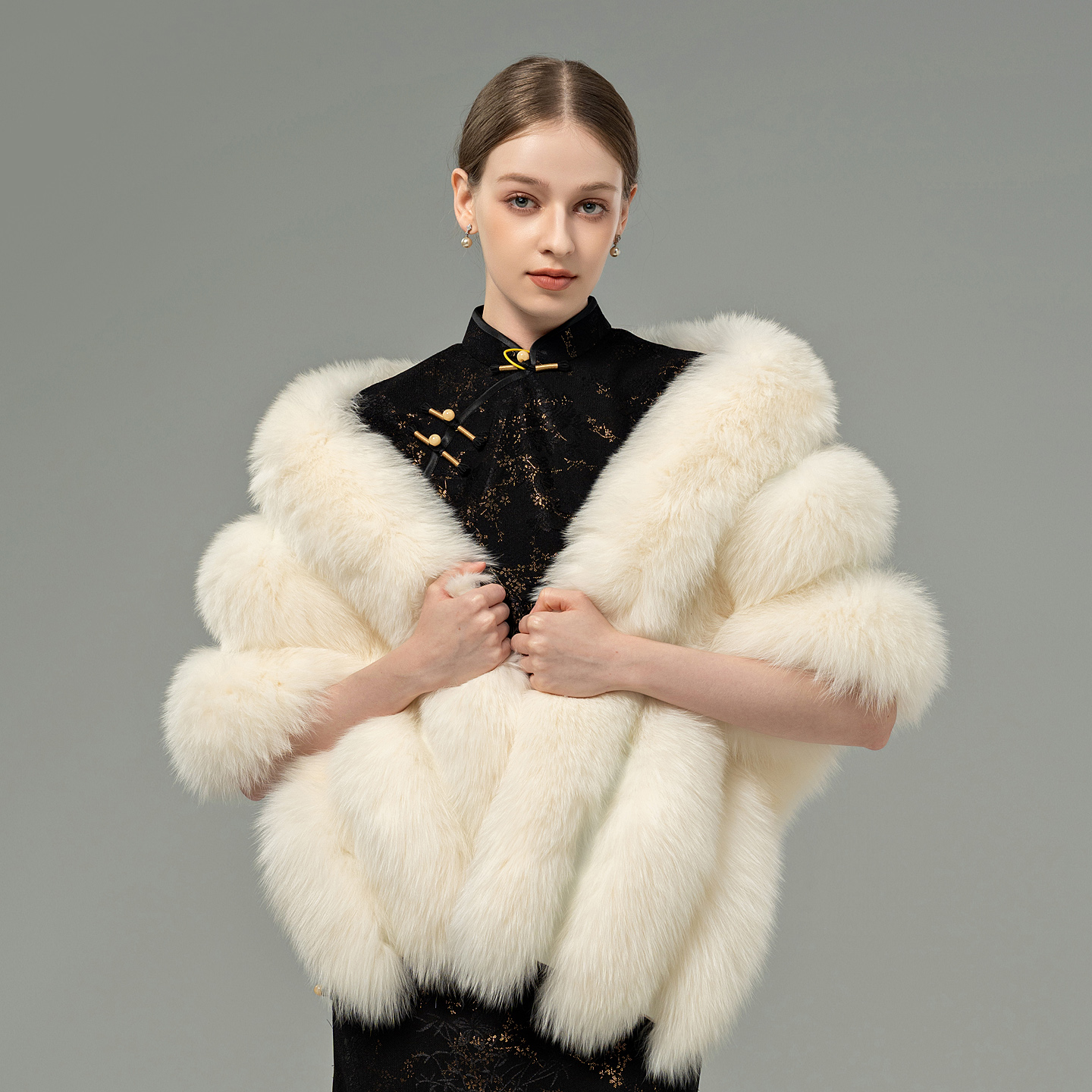 狐狸毛披肩外套女冬季皮草斗篷