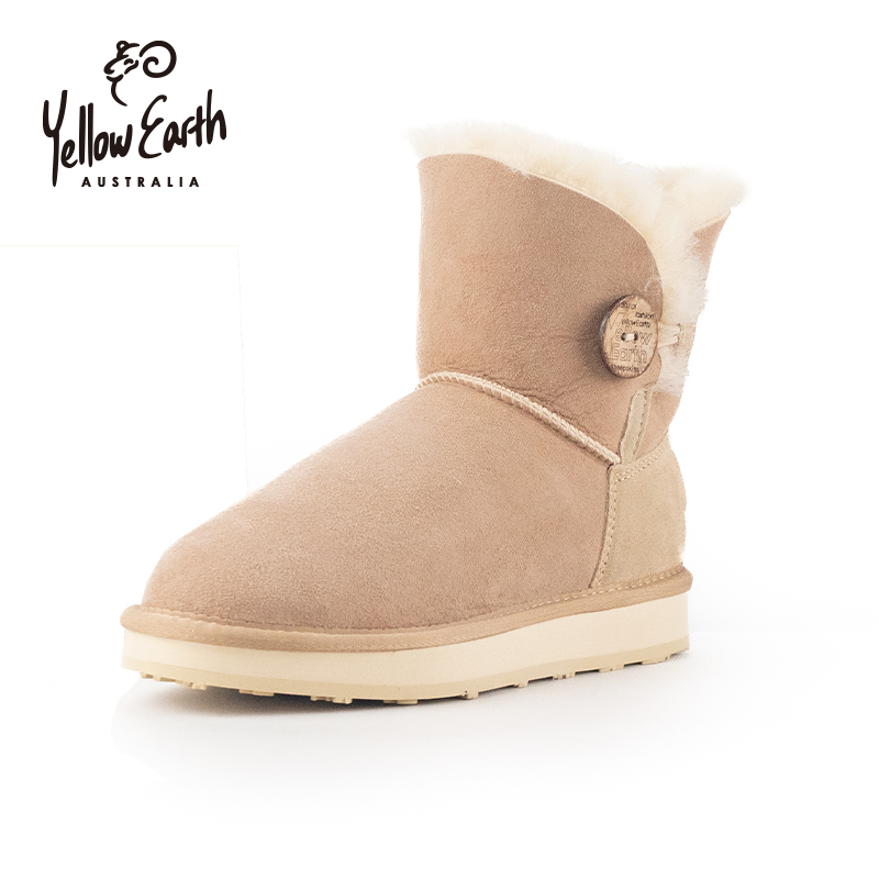 羊皮毛一体平底靴yellowearth