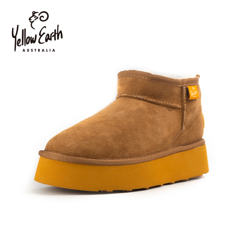 YellowEarth25年秋冬新款皮毛一体一脚蹬防水迷你松糕底雪地靴67A