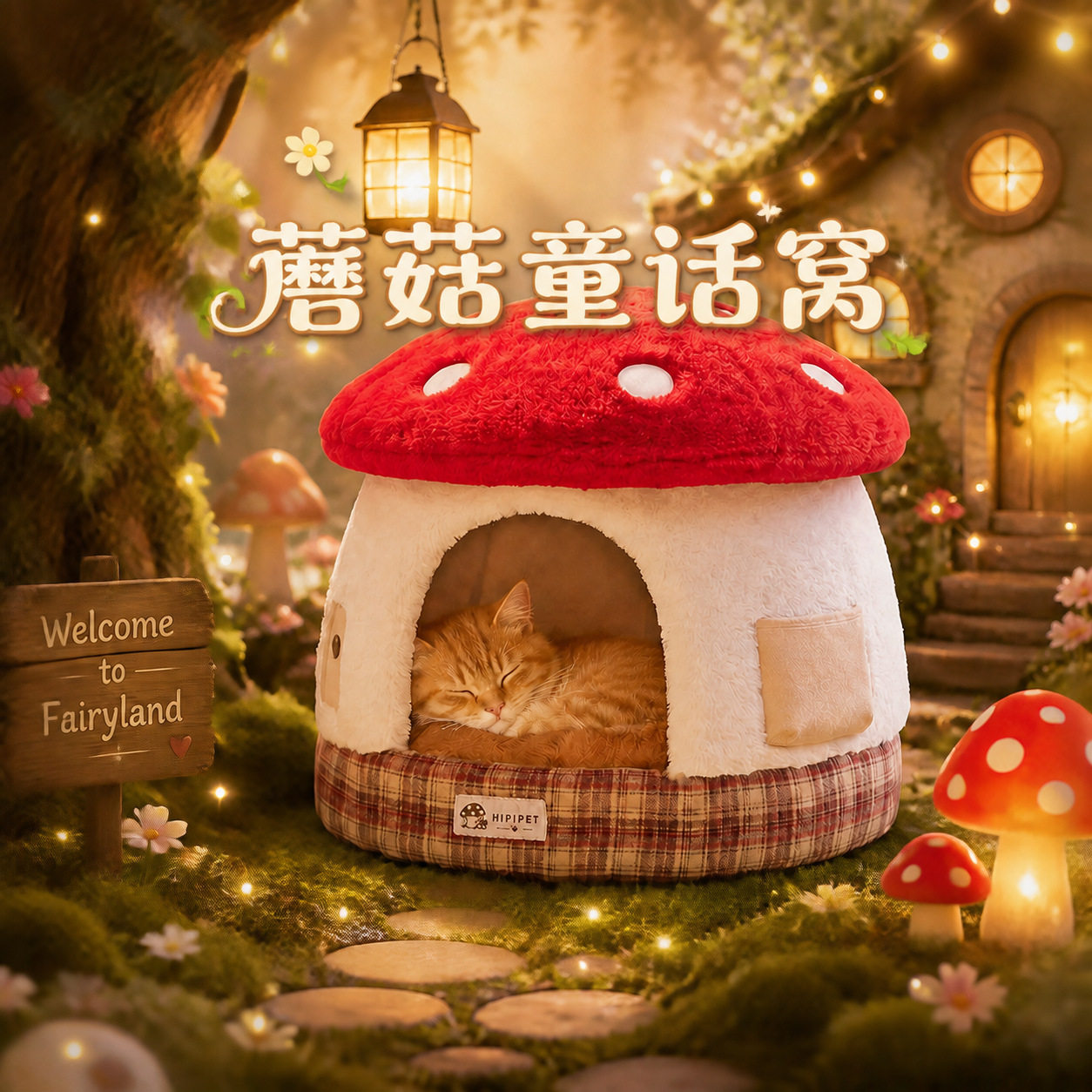 跨境猫窝秋冬季蘑菇屋半封闭树洞