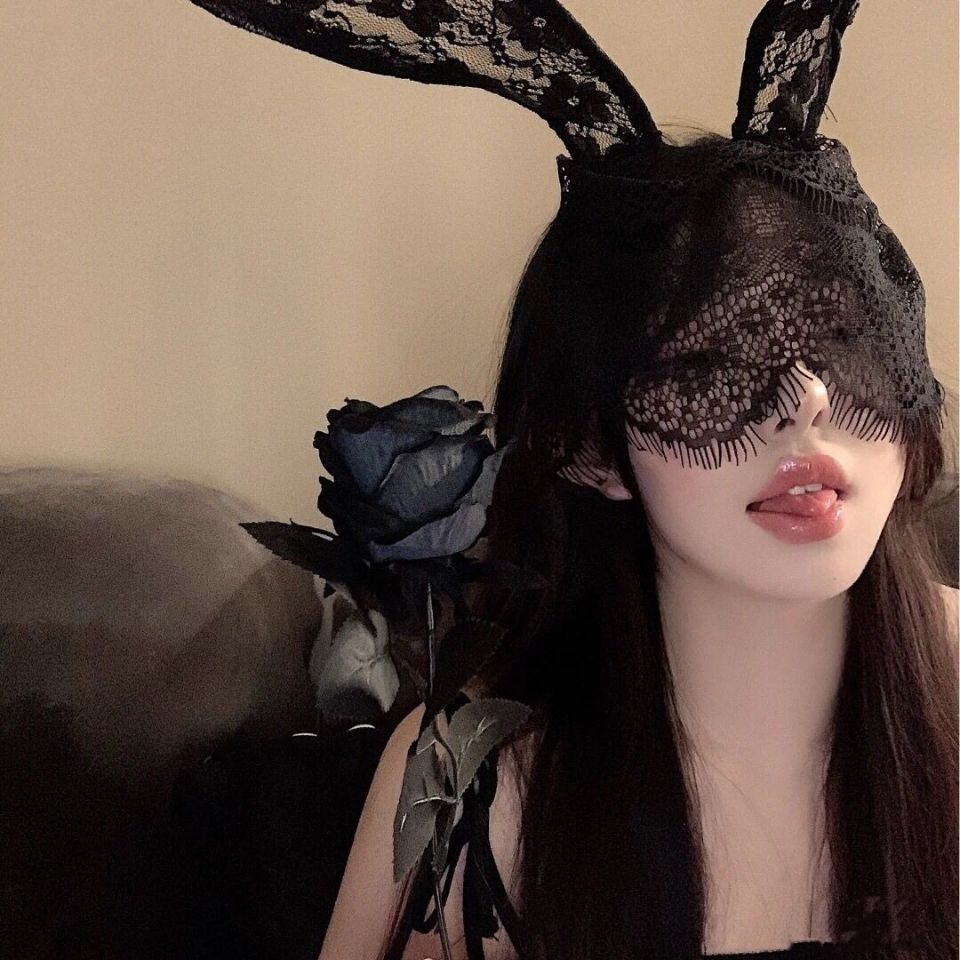性感蕾丝面具半脸直播兔女郎眼罩古风面纱抖音兔子情趣情调面罩女