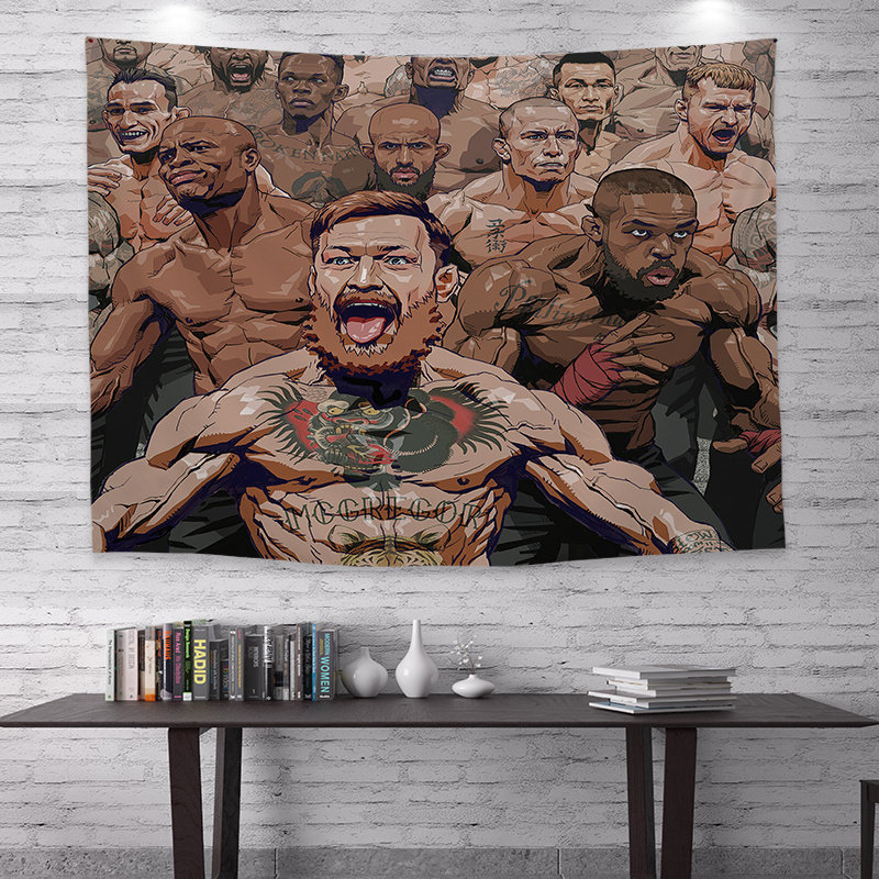 拳击马东锡背景布纹身店酒吧装饰挂布出租房改造宿舍墙布挂毯康纳