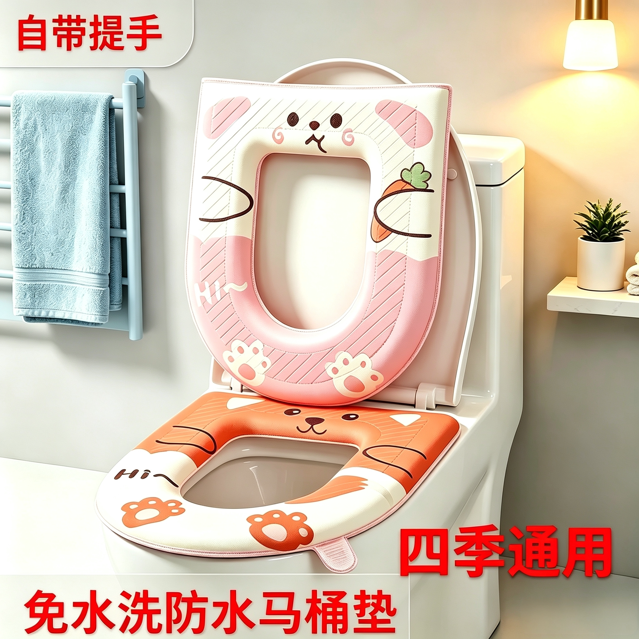 加厚粘贴式免洗四季马桶坐垫套