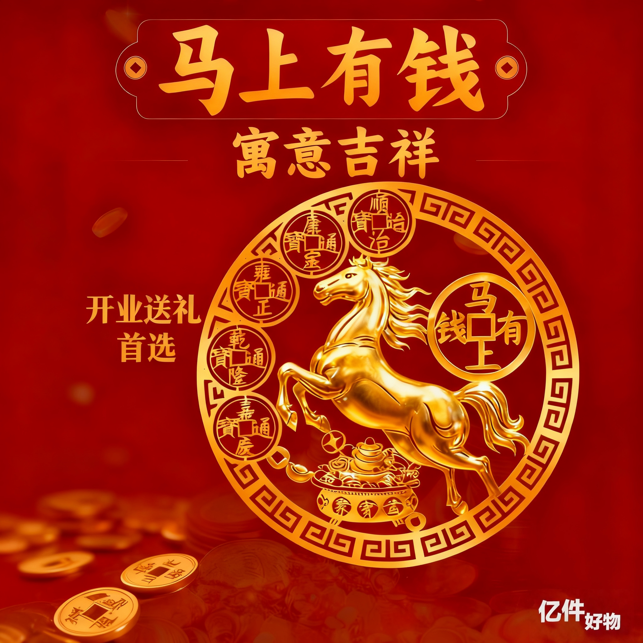 2026年马上有钱贴纸招财五帝钱
