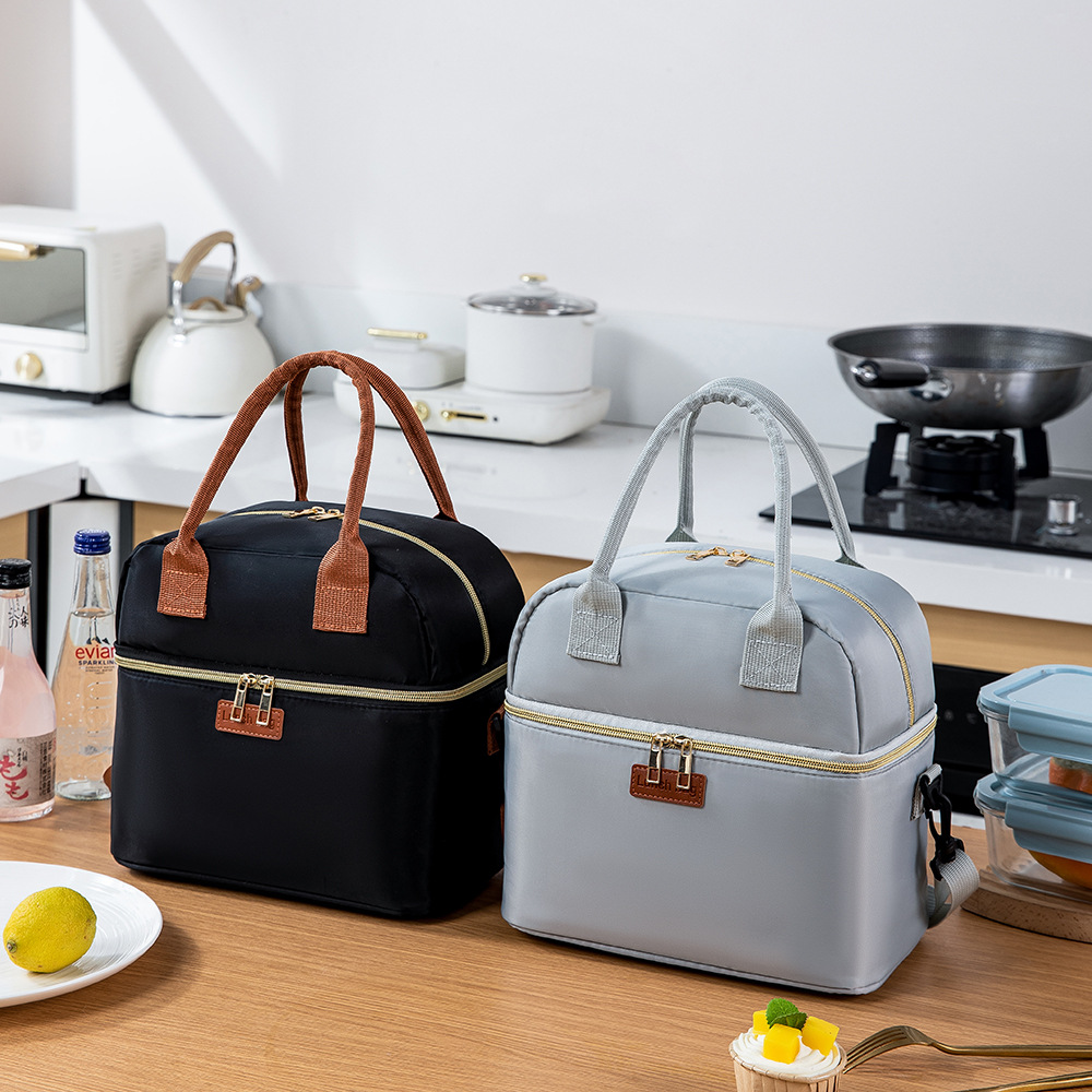 新款手提双层便当包加厚防水保温袋学生餐包上班族带饭保温包