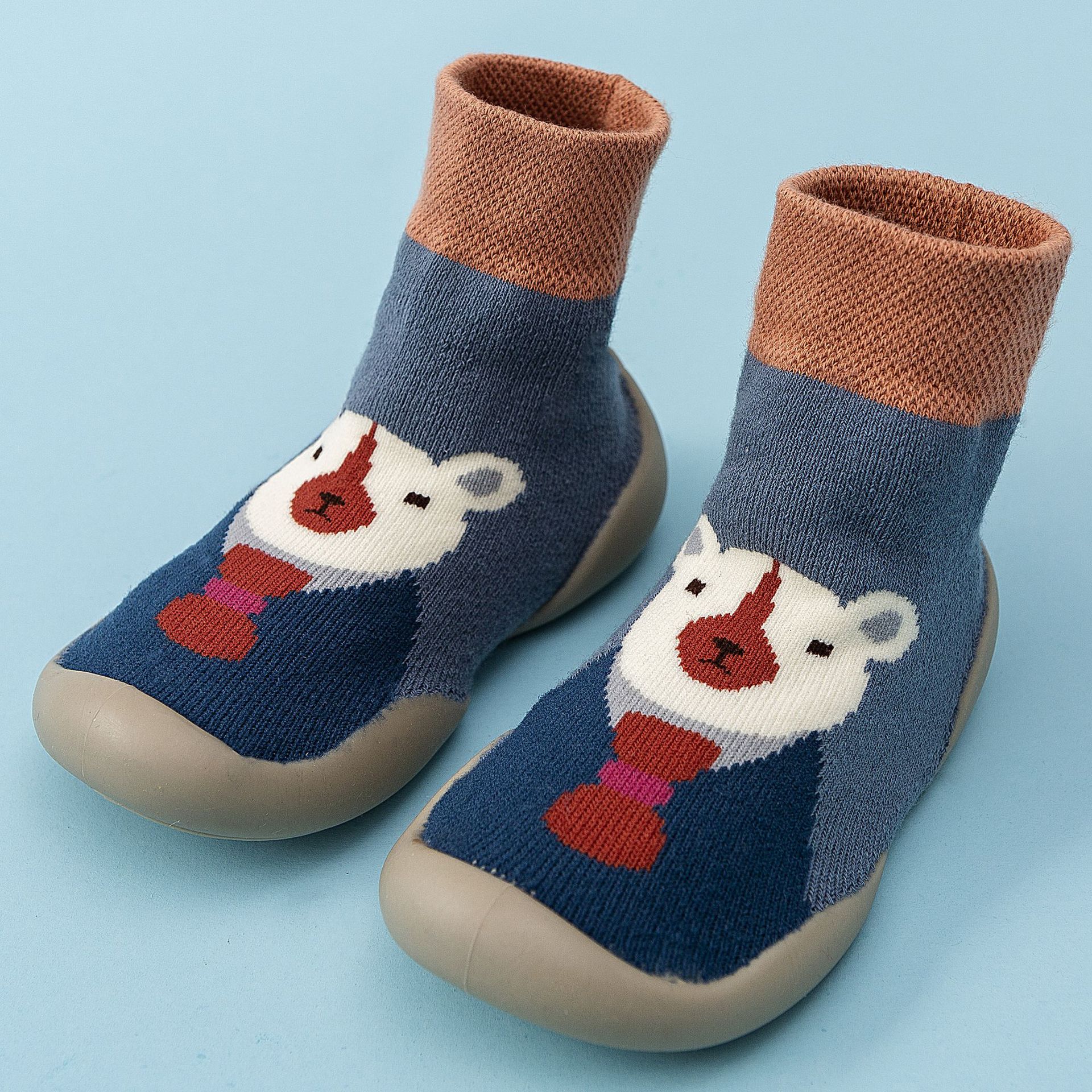 冬季毛圈宝宝袜鞋软底袜子鞋婴幼儿步前鞋针织可爱婴儿学步鞋