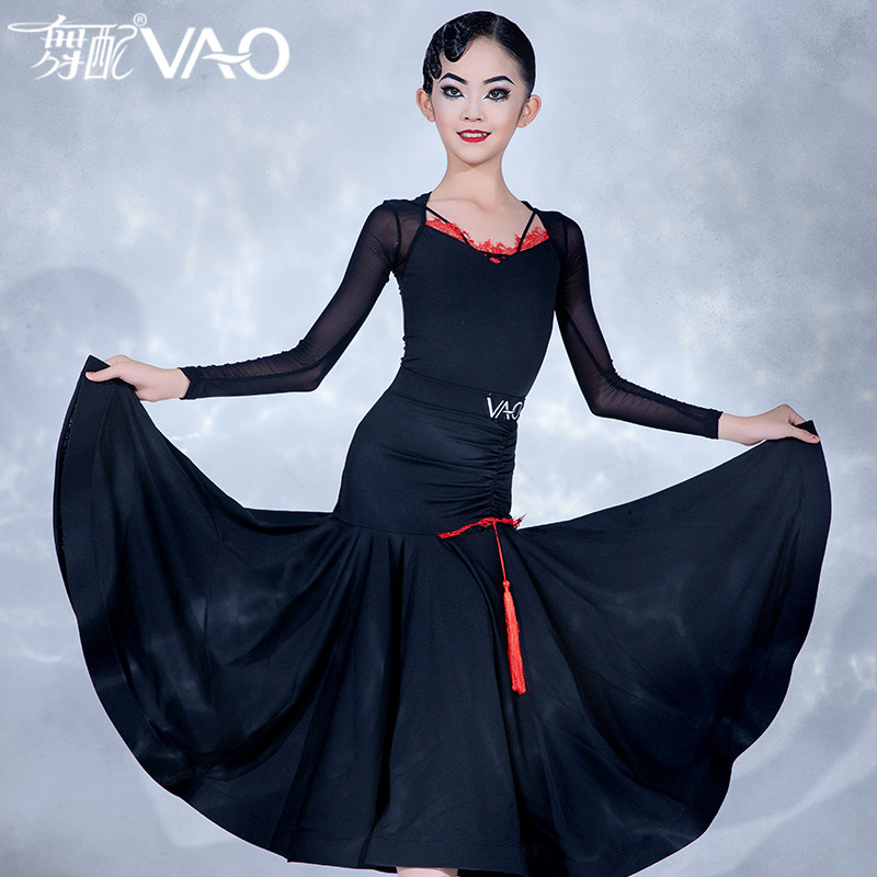 VAO舞配摩登裙黑拉丁舞练功服女
