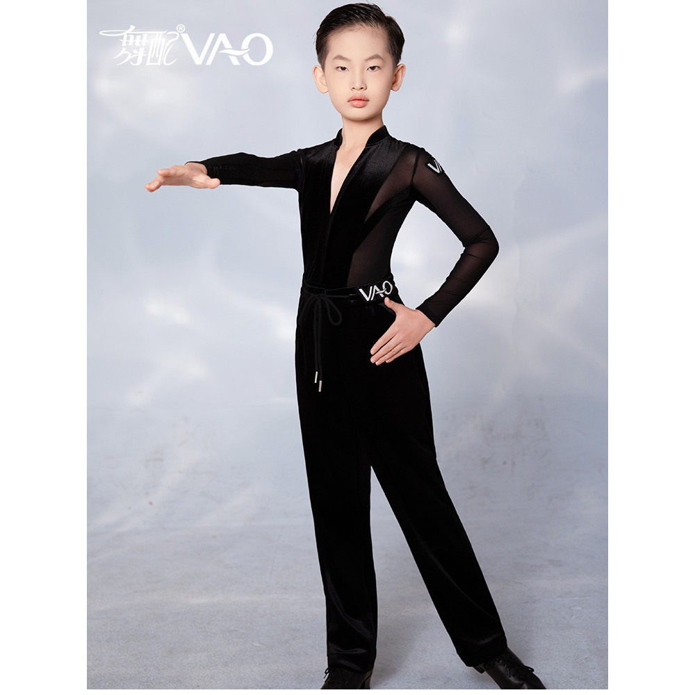 2026秋冬新款拉丁舞服VAO舞配舞服深V套装训练服拉丁舞练功服男童