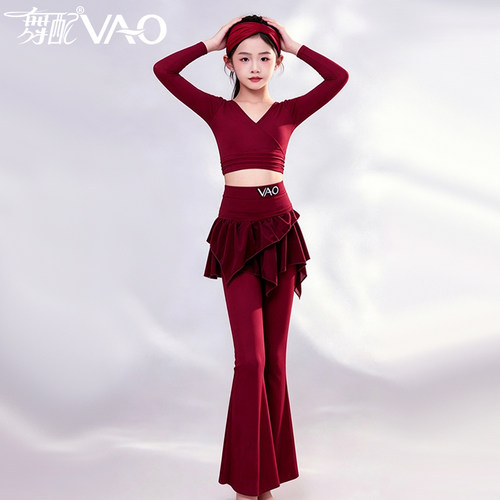 2026新款拉丁舞红色长袖练功服