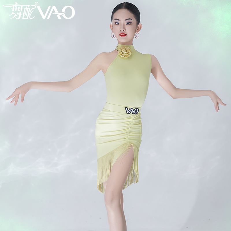 2025新款拉丁舞服VAO舞配舞服高级流苏练习裙拉丁舞练功服女童