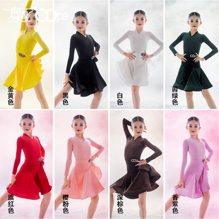 oope舞配舞服丝绒长袖拉丁舞表演服新款少儿专业比赛服女童规定服