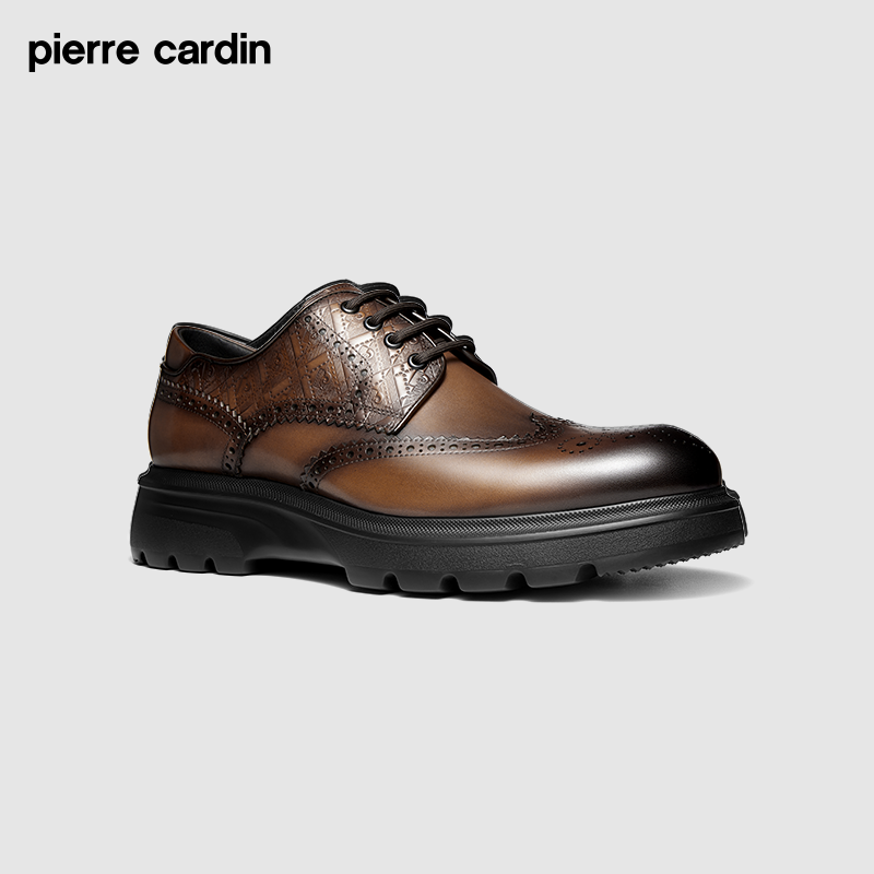 全真皮欧美XL发泡厚底布洛克鞋