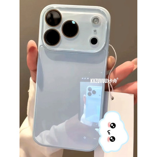 适用苹果17promax手机壳iphone16冰感大视窗玻璃壳15简约纯色14网红新款13极简新款17pro全包镜头16pro手机套