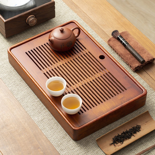 实木茶盘家用花梨木简易小茶台一人用储排水茶海茶具托盘日式干泡