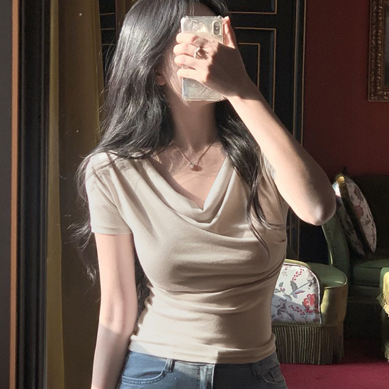 短袖韩版常规纯色粘胶纤维女装