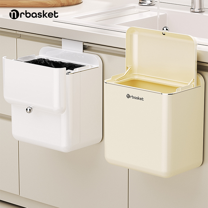 厨房垃圾桶挂式免弯腰家用带盖大容量高颜值橱柜门厨余垃圾收纳桶