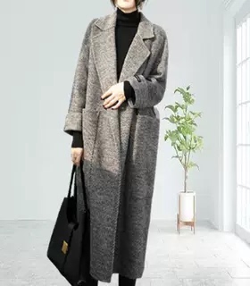 RIXO KELLY女装2025秋冬新款国内专柜正品代购韩版人字纹羊绒大衣