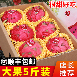 顺丰包邮海南红心火龙果金都一号特大果5斤红肉火龙果水果礼盒装