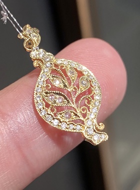 复古镂空花丝树叶吊坠