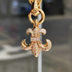 18k黄金heart鸢尾花吊坠项链定制