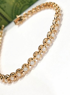 18K玫瑰金镶天然钻石手链高级温柔质感