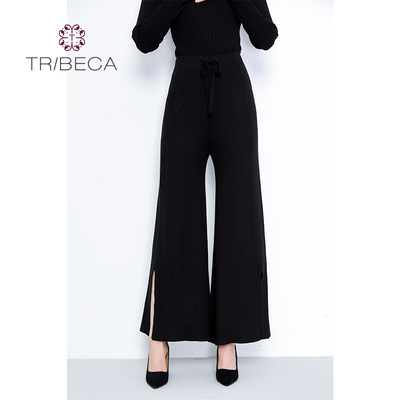 翠贝卡纯色高腰长裤女