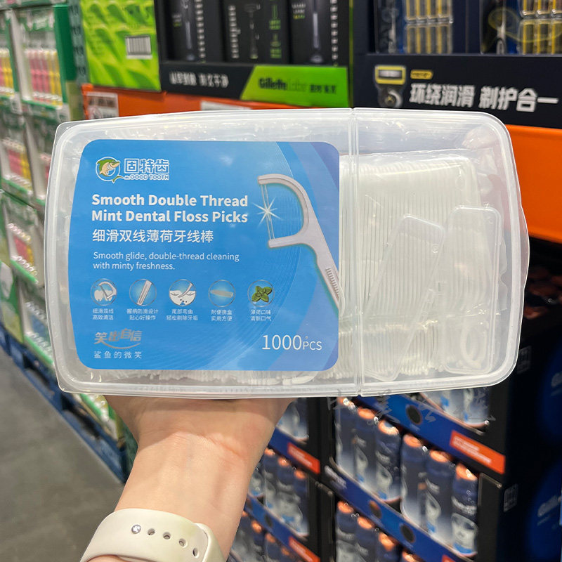 固特齿双线薄荷牙线棒