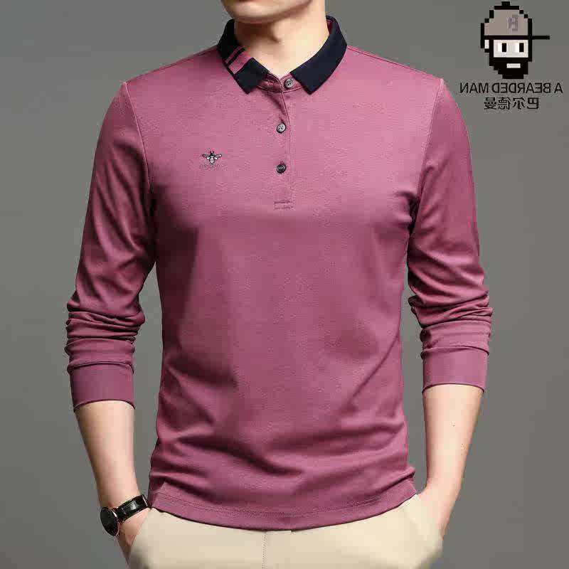 Best Sellers brand Long sleeve T-shirt Lapel middle age man Solid Mercerized cotton Embroidery 2020 new pattern Polin the Men's clothing, T-shirt  category - from Buy2taobao.com to provide professional Taobao agent buy service