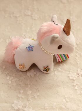 INS独角兽钥匙扣毛绒小马玩偶钥匙圈汽车摆件书包挂件情侣礼物女