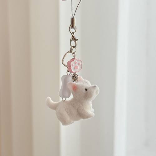 爆款立体植绒狗狗挂件可爱西高地宝宝手机链钥匙扣送人礼物包装饰