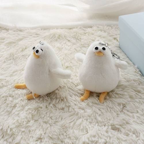 卡通nis毛绒小白鹅玩偶书包挂件海鸥钥匙扣情侣公仔儿童礼物女