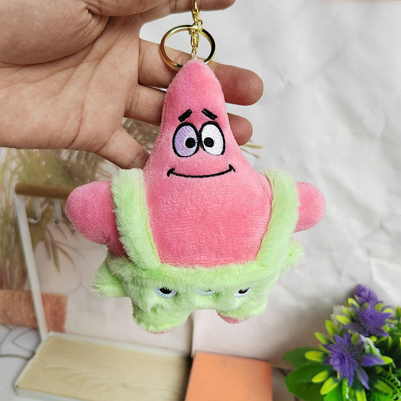 可爱派大星挂件毛绒学生书包挂件卡通包包钥匙扣挂饰娃娃礼物玩偶