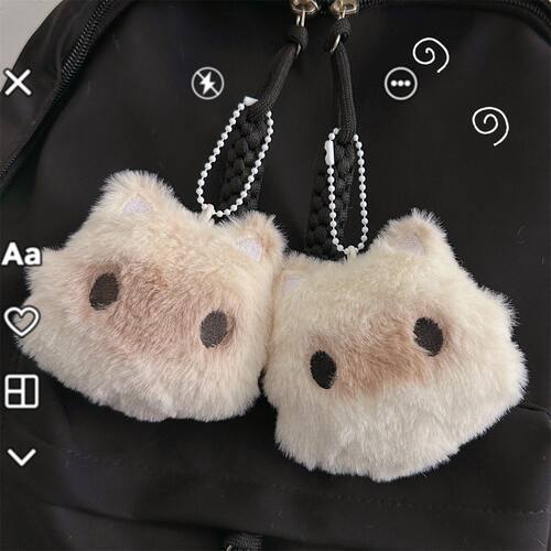 新款猫咪挂件吱吱叫可爱卡通毛绒小猫公仔挂件少女心包包钥匙扣饰