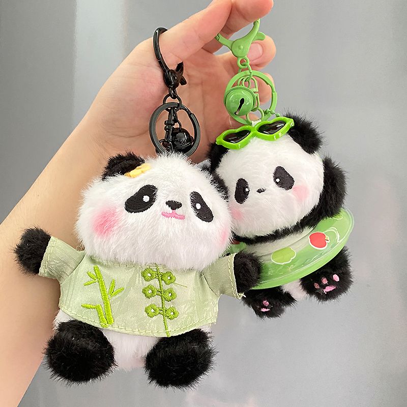 创意可爱泳圈墨镜小熊猫周边毛绒公仔包包挂件玩偶钥匙扣挂饰礼物