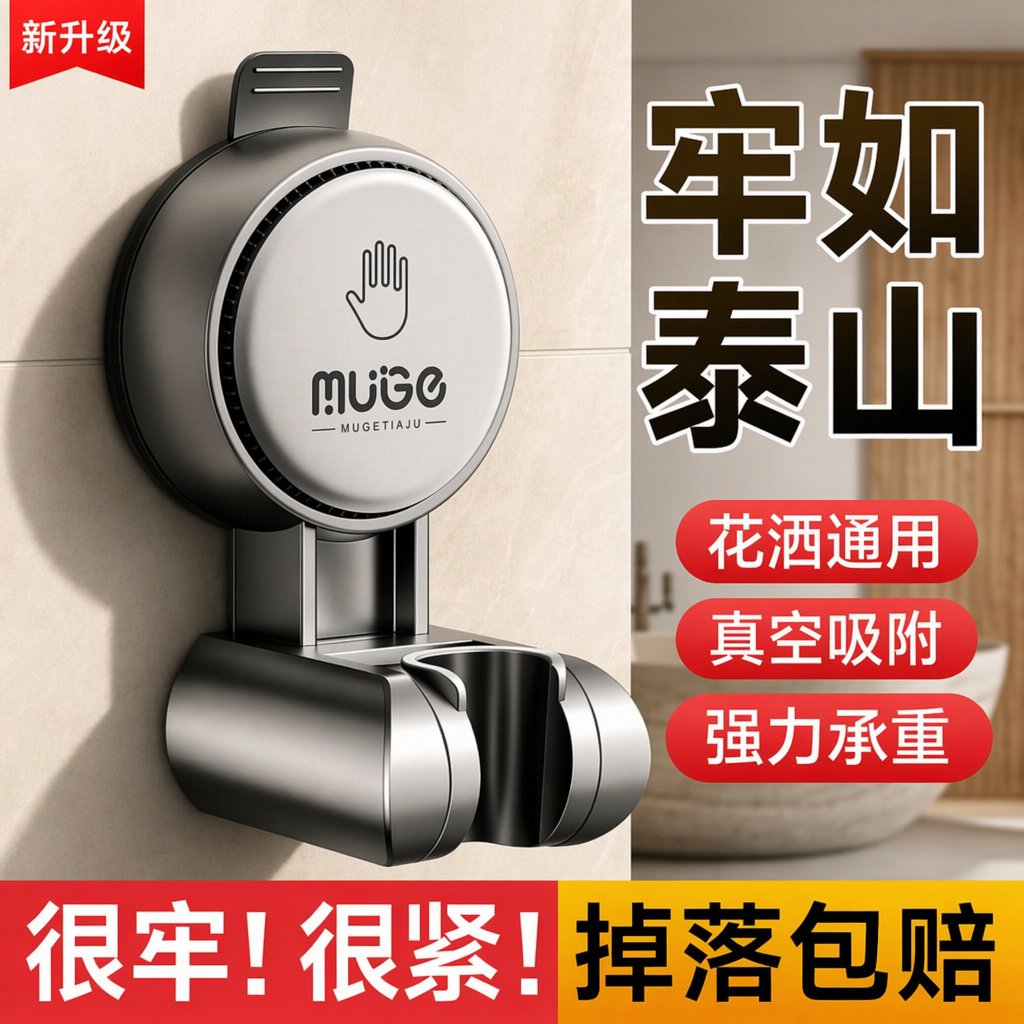 强力吸盘花洒支架淋浴喷头固定底座免打孔浴室儿童洗澡可移动神器