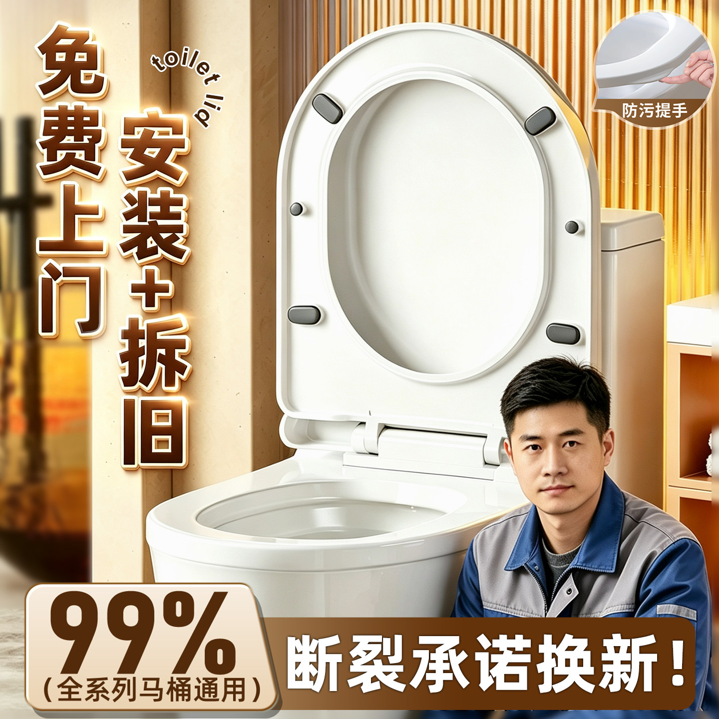 【TOP销量加厚马桶盖】升级提手