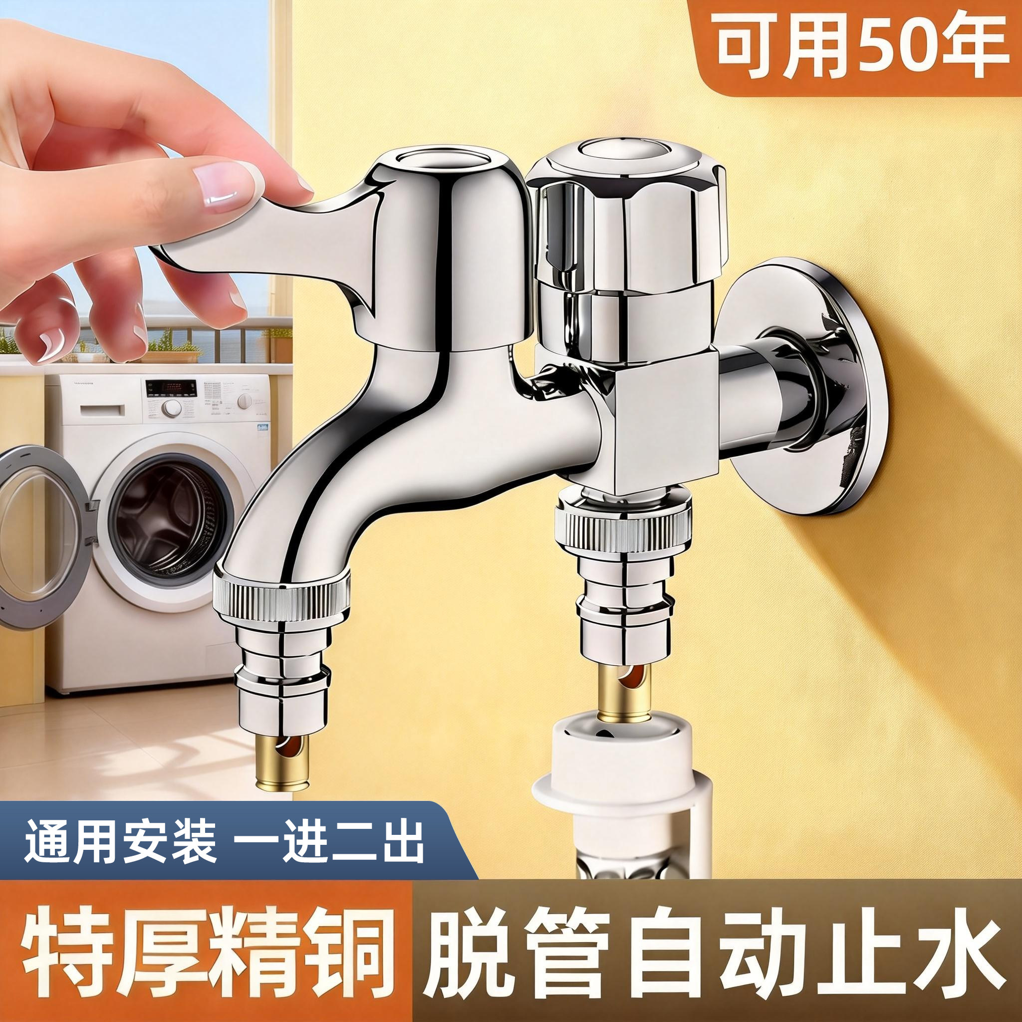 洗衣机水龙头一分二接头家用一进二出加长双头多功能双出水嘴专用